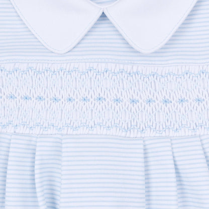 Benjamin Smocked Footie - Light Blue
