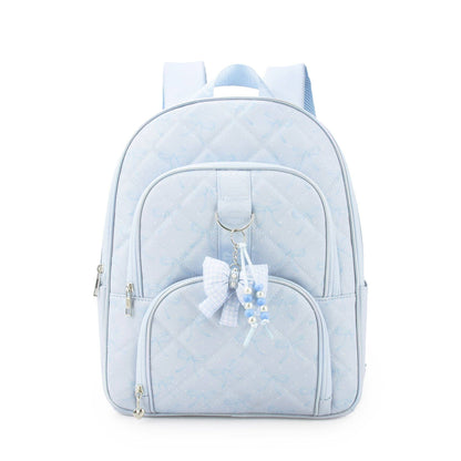 Bow Print Quilted Large Backpack with Charm