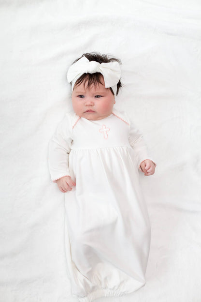 Pink Cross (Easter/Baptism/Christian) Embroidered Gown