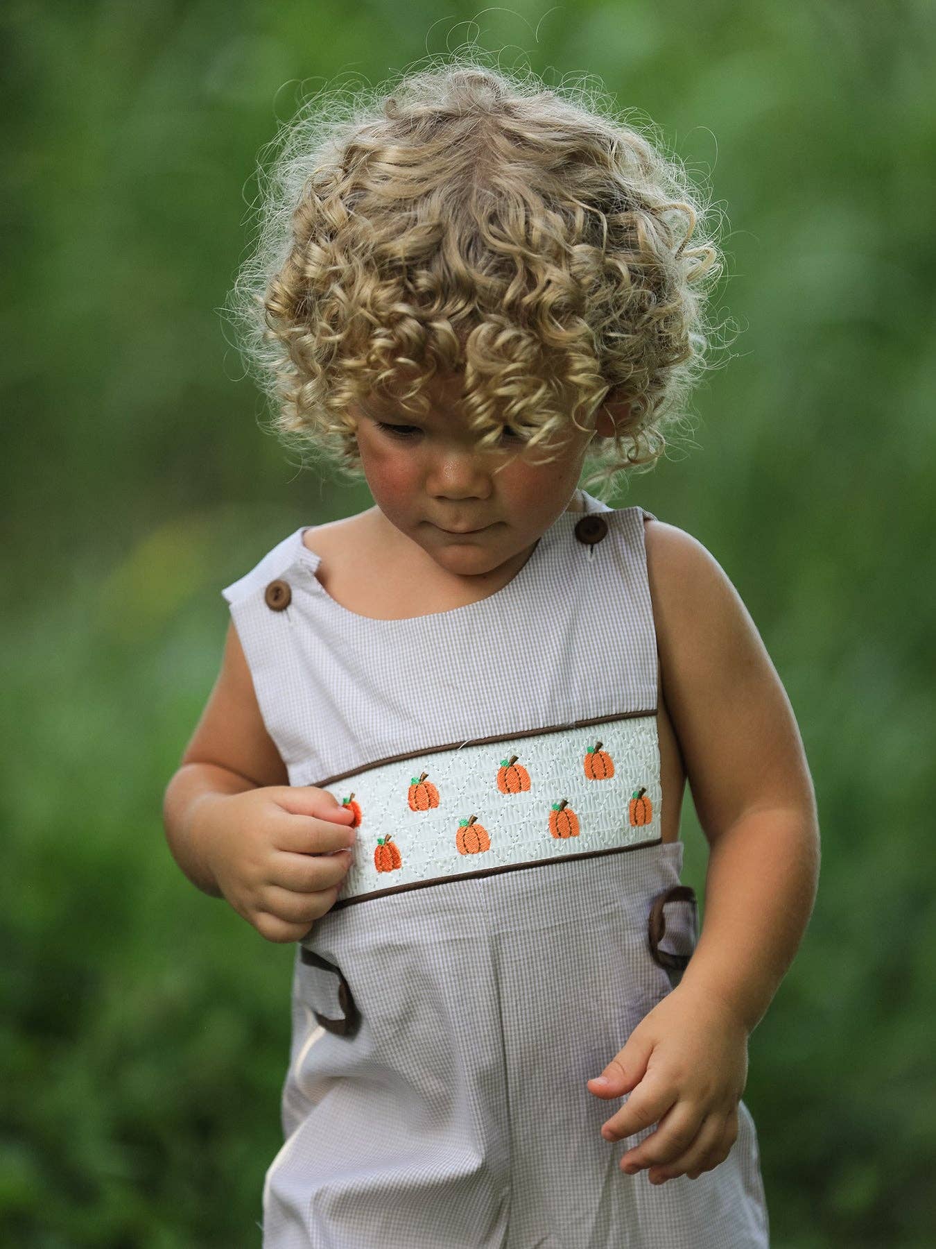 Brown Gingham Pumpkin Smocked Jon Jon