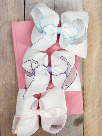 White with Lavender Moonstitch Hair Bow