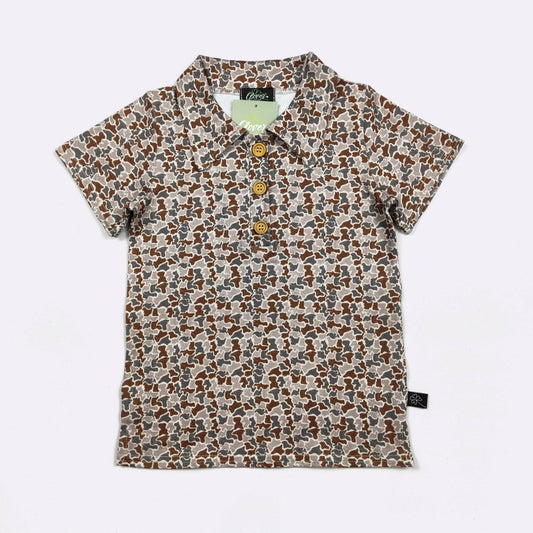 Distressed Camo Boy Collar Shirt