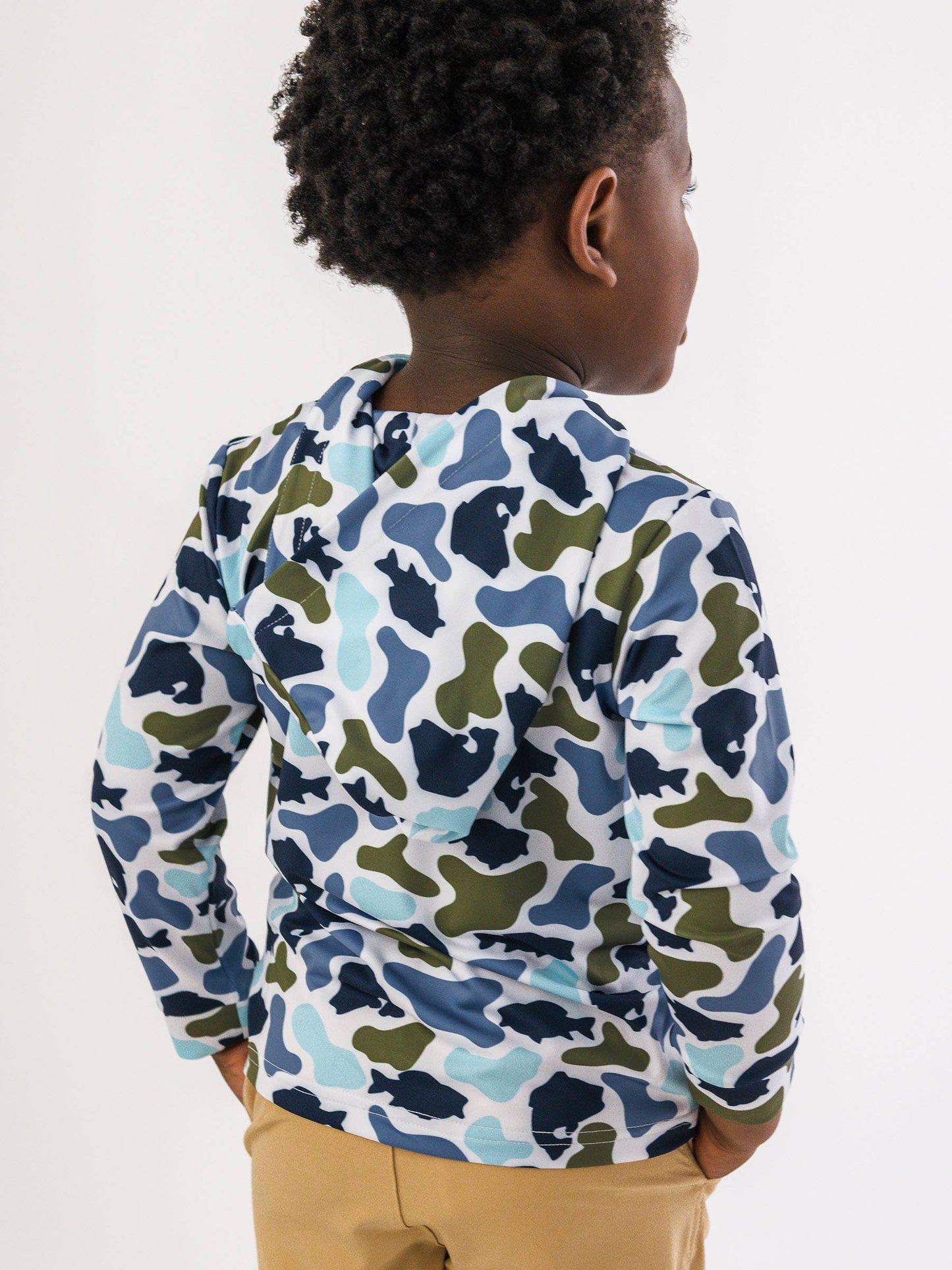 Boys Fish Camo Catch Performance Hooded Shirt