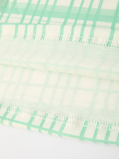 Christmas Girl Smock Embroidery Green Plaid Dress