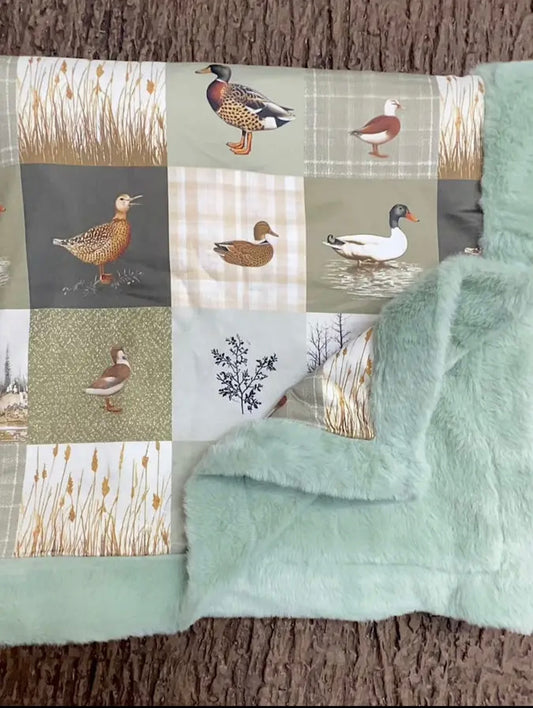 Mallard Patchwork Fuzzy Blanket