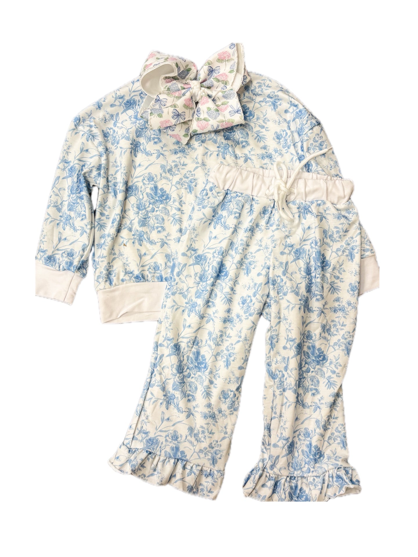 Blue Floral Flare Pant Set