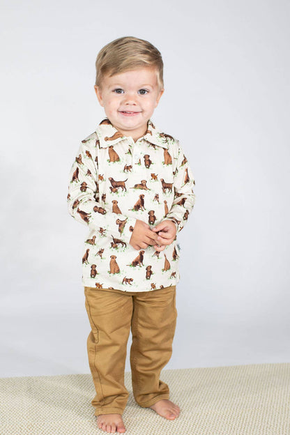 Chocolate Lab Dogs - Long Sleeve Polo Shirt