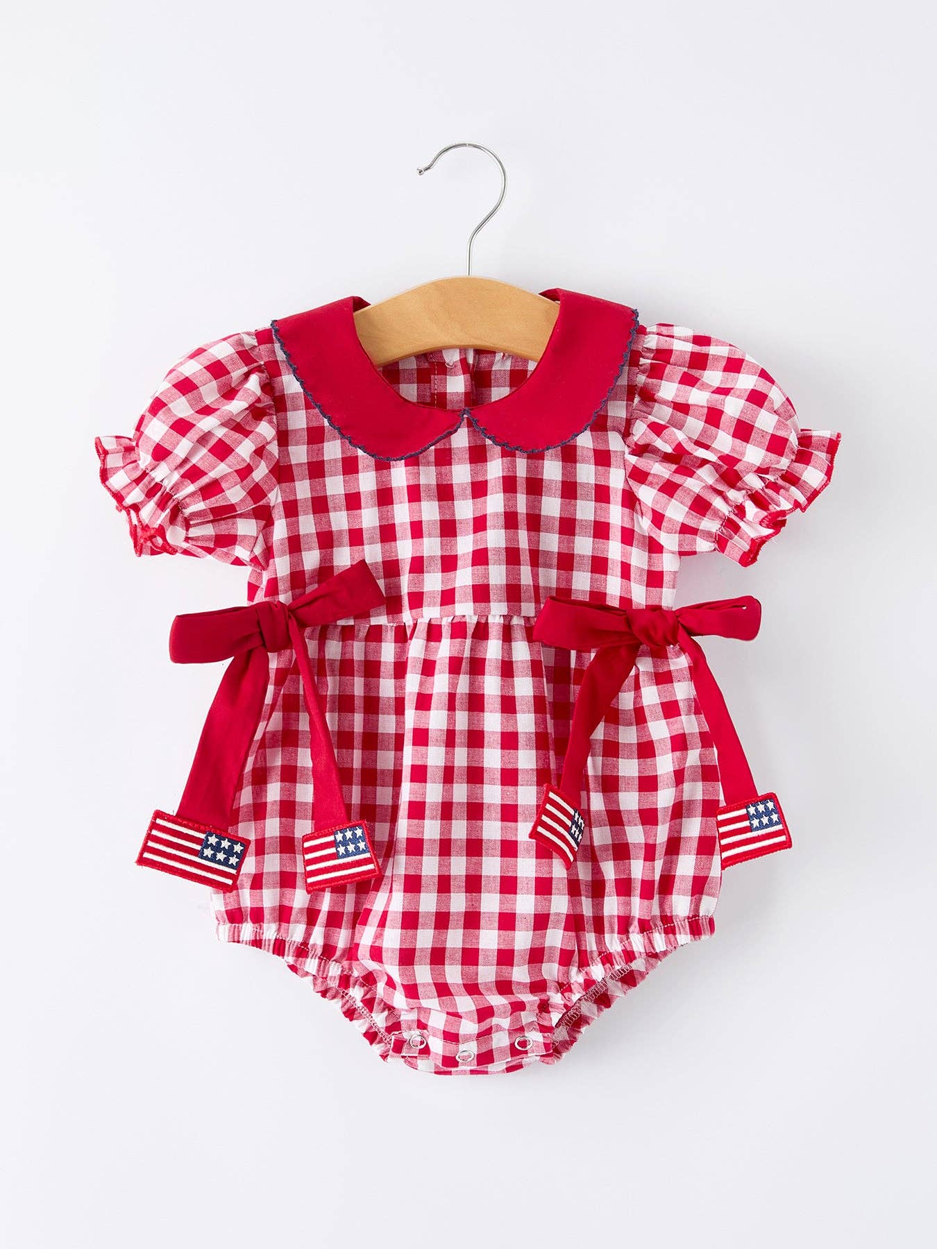 Plaid Flag Peter Pan Collar Bubble