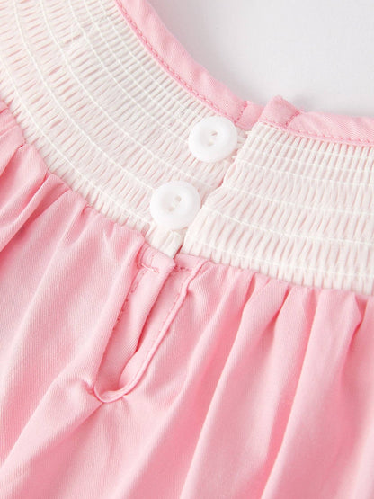 Pink Easter Bunny Lace Smock Dress