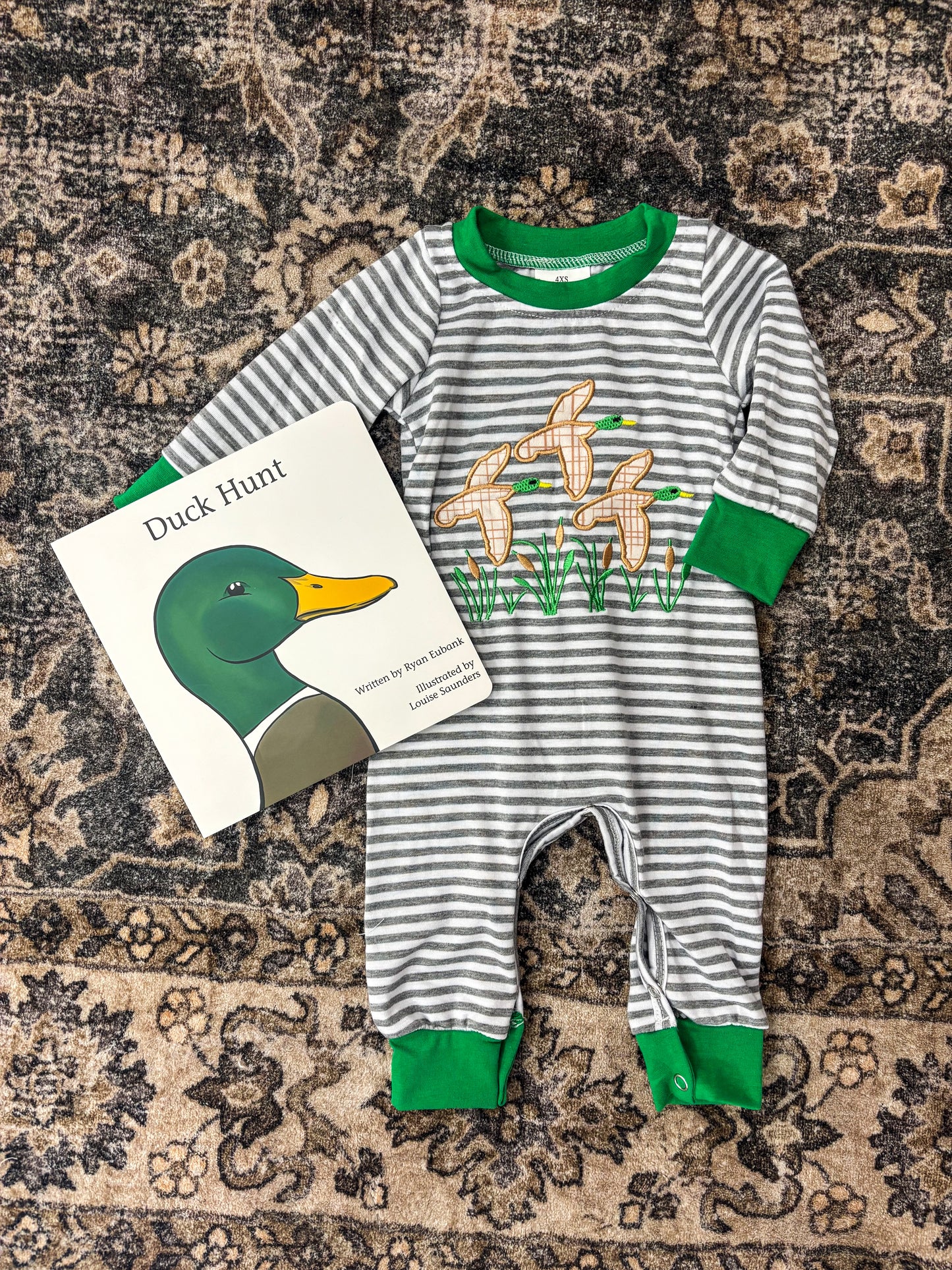 Grey Striped Mallard Romper