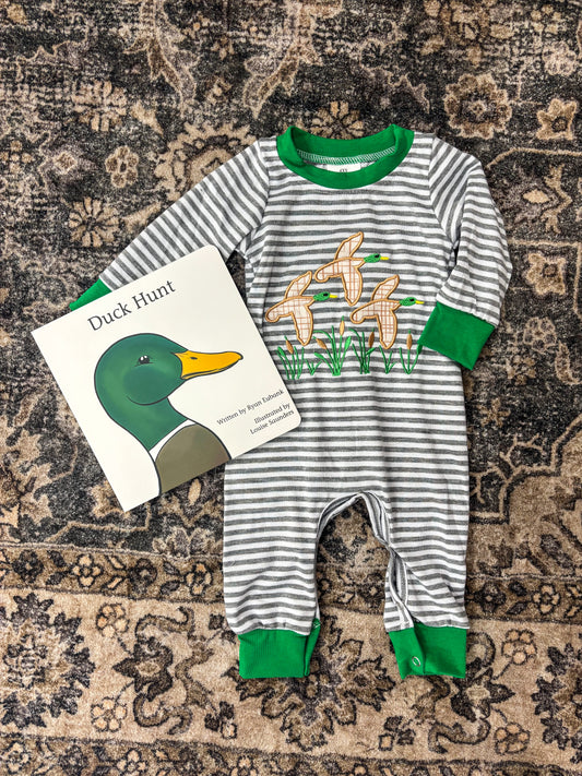 Grey Striped Mallard Romper