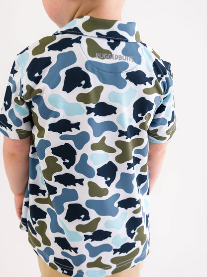 Boys Fish Camo Catch Knit Short Sleeve Performance Polo