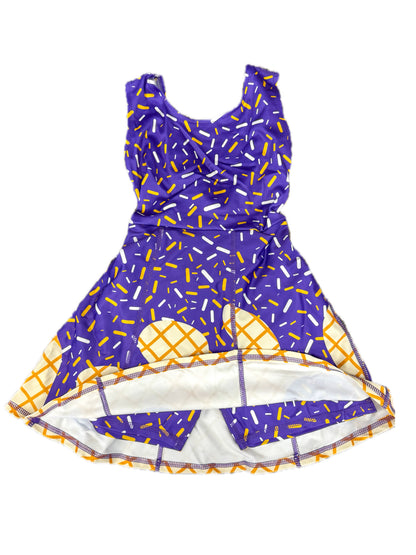 Purple & Yellow Drip Active Dress