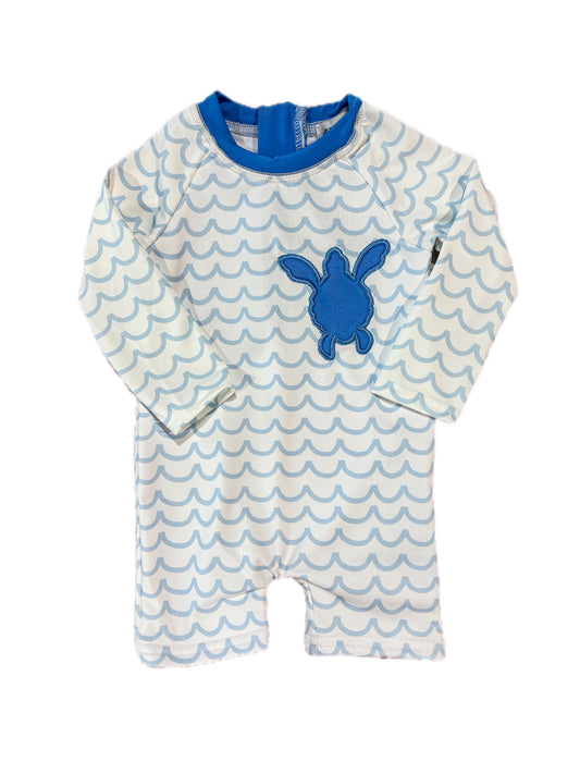 Blue Sea Turtle Applique Swim