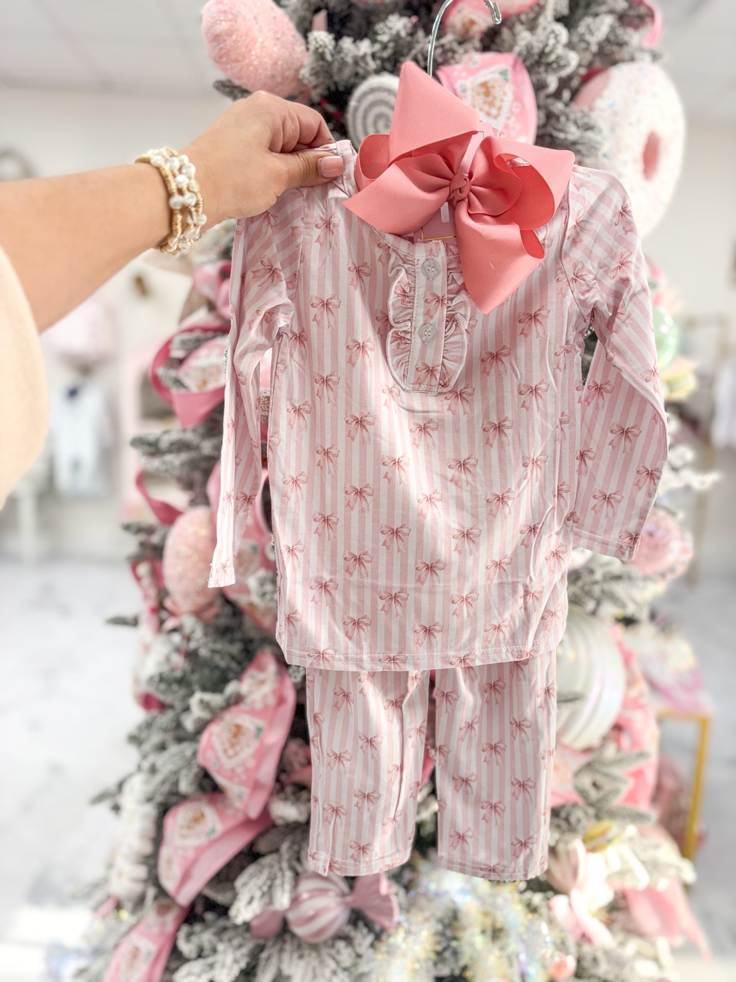 Bow Striped Bow Pant Set
