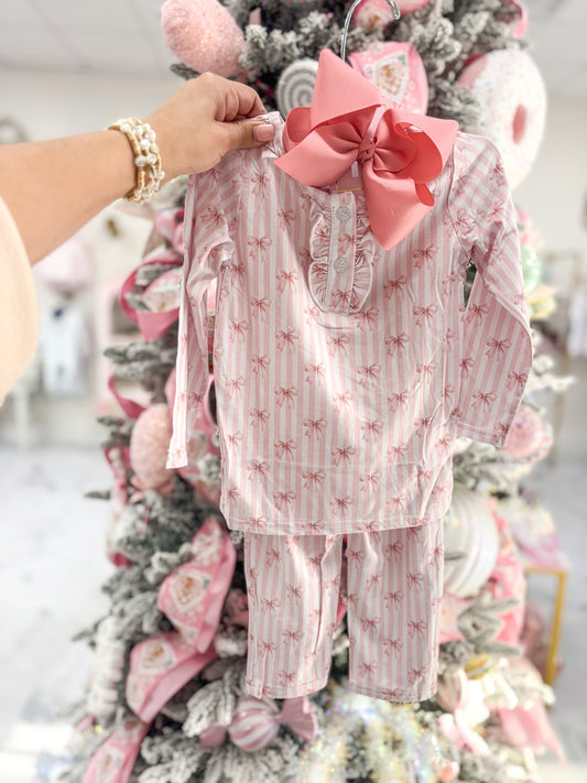 Bow Striped Bow Pant Set