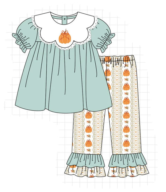 Green Scalloped Pumpkin Pant Set