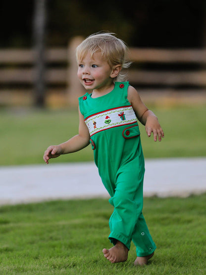 Christmas Character Candy Embroidery Baby Boy Romper