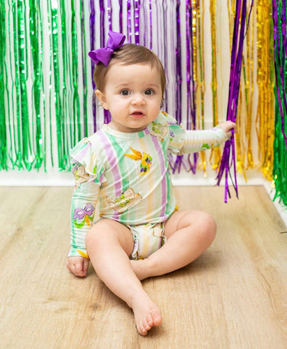 Mardi Gras Majorette Boots Bamboo Ruffle Bubble