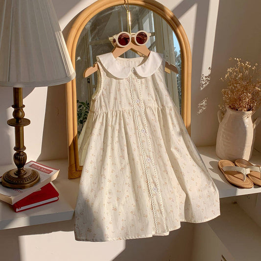 Floral Peter Pan Collar Girls' Dress
