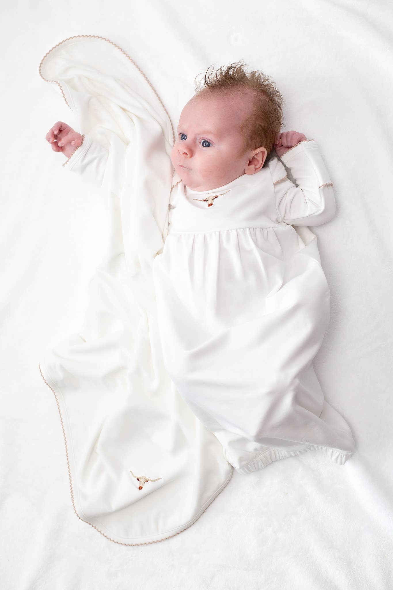 Pip Embroidered Gown - Longhorn Cow