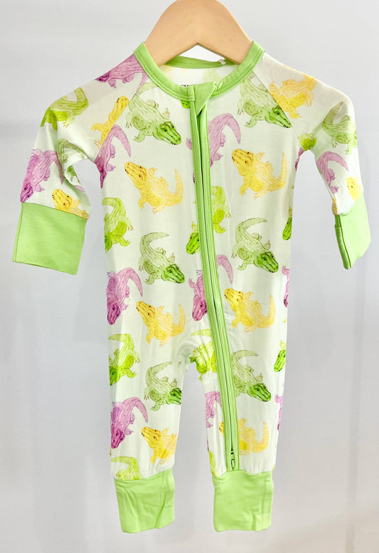 Mardi Gras Alligator Zipper Onesie