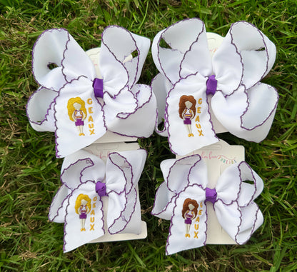 GEAUX Game Day Girl Embroidered Bow