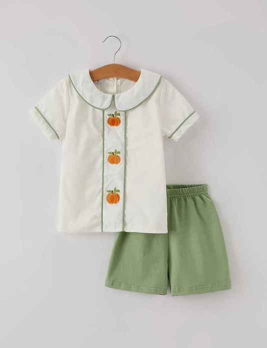 Pumpkin Collared Short Set