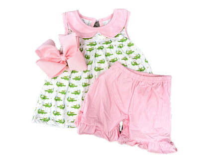 Pink Gator Short Set