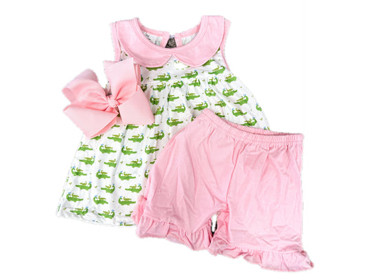 Pink Gator Short Set