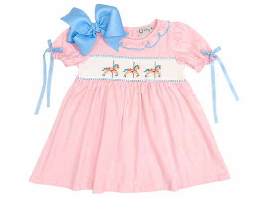 Pink Carousel Smock Dress