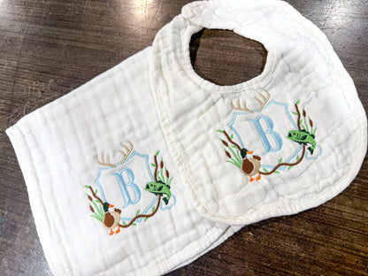 Sportsman Crest Initial Burp/Bip