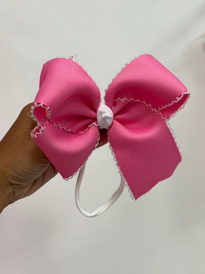 Lace Trim Nylon Headband Bow