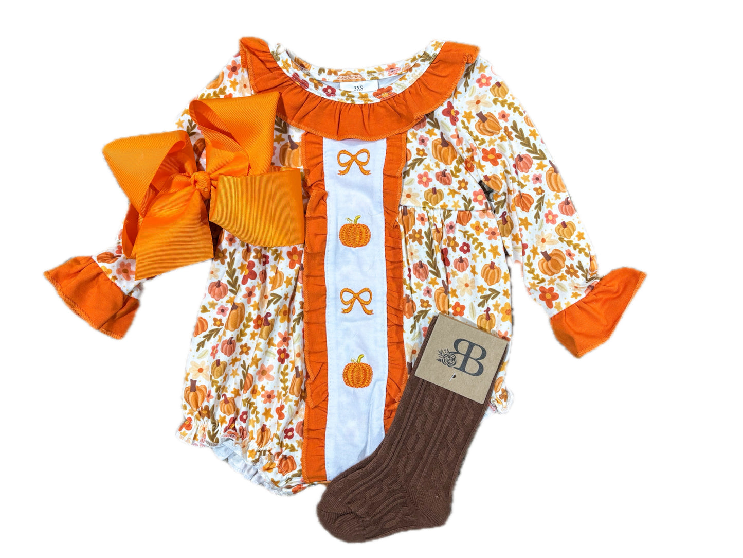 Orange Floral Pumpkin Bubble
