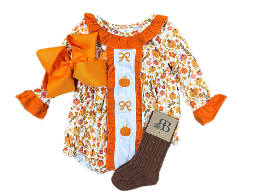 Orange Floral Pumpkin Bubble