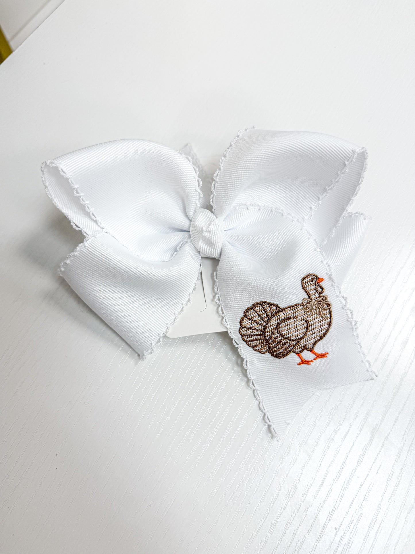 White Moonstitch Turkey Bow