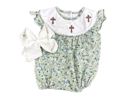 Sage Floral Cross Bubble