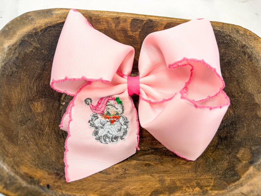 Pink Vintage Santa Bow