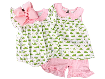 Pink Gator Short Set