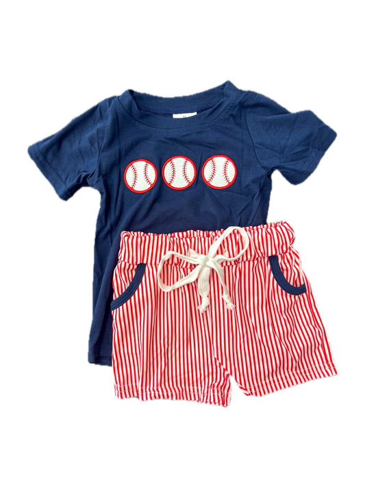 Navy Baseball Short Set