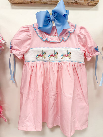 Pink Carousel Smock Dress