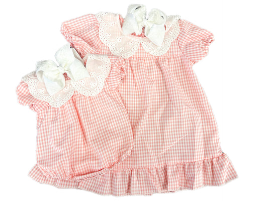 Pink Gingham Lace Dress