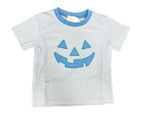 Blue Stripe Embroidered JackOLantern Tee
