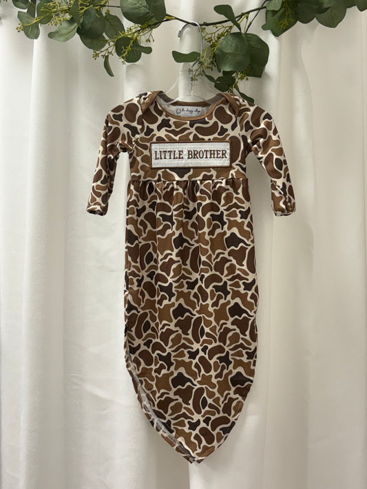 Dark Throwback Camo Little Brother Smocked Gown