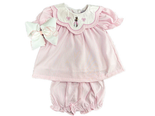 Pink Stripe Rabbit Bloomer Set