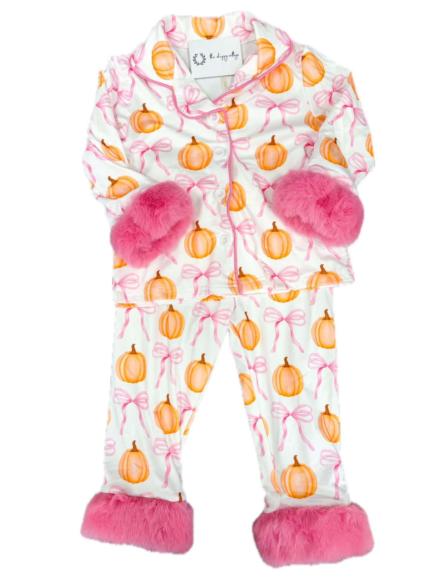 Pumpkin and Bows Fuzzy Pjs