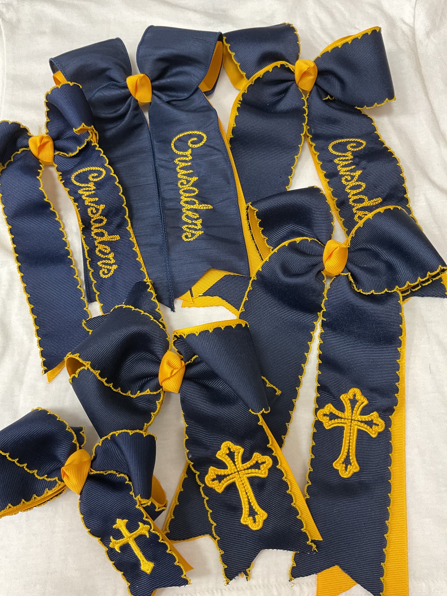 Navy and Gold School Bows