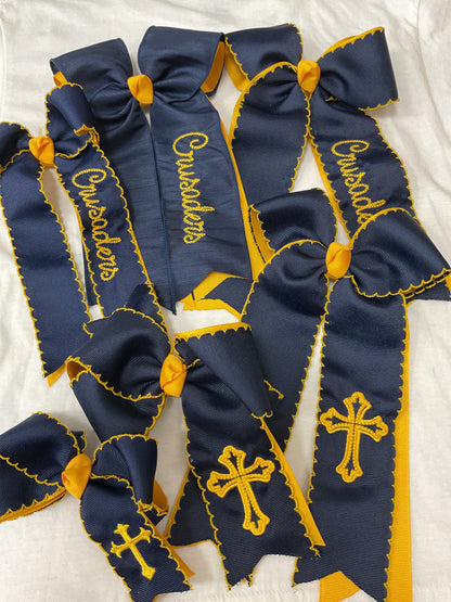 Navy and Gold School Bows