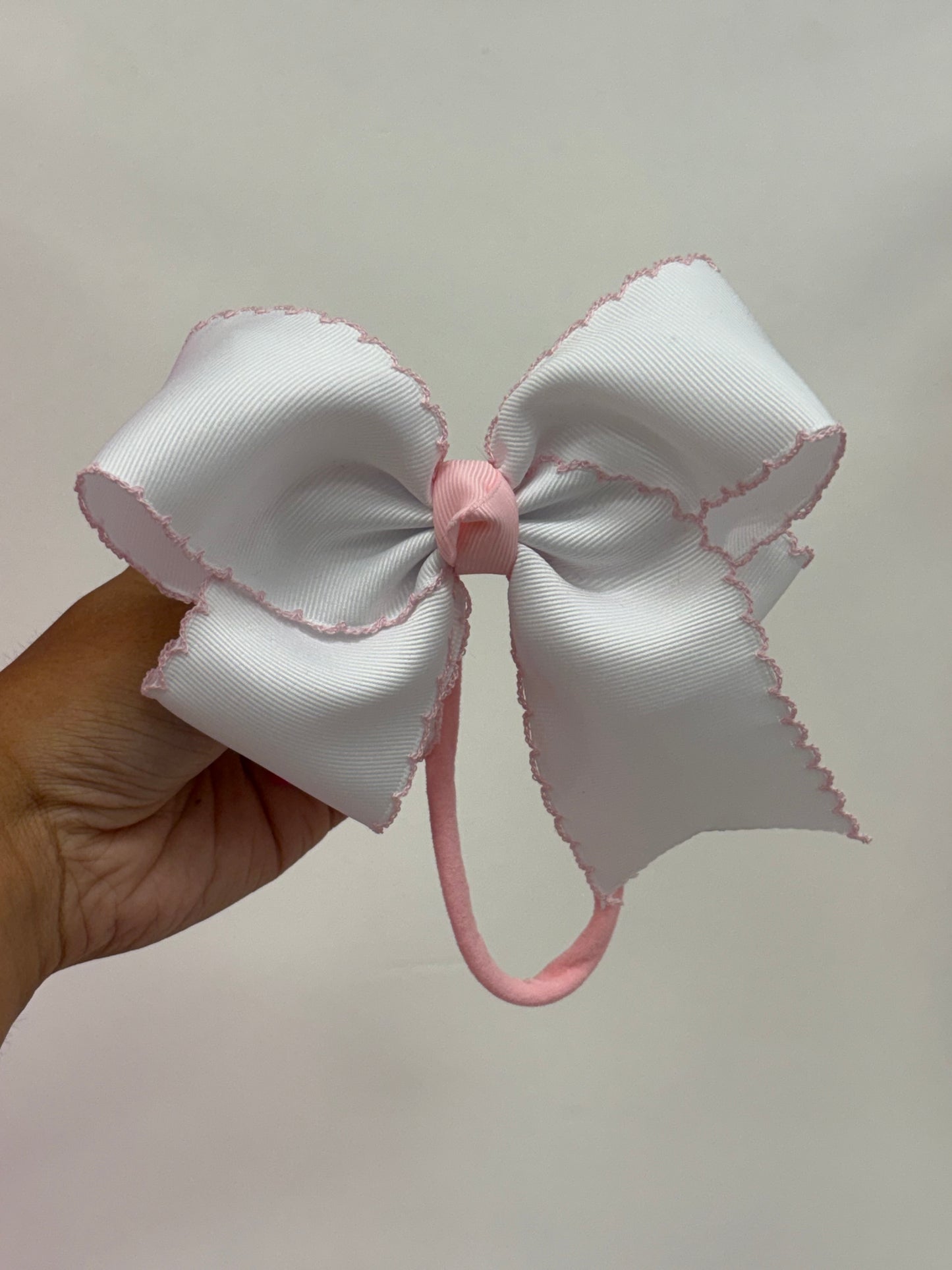 Lace Trim Nylon Headband Bow
