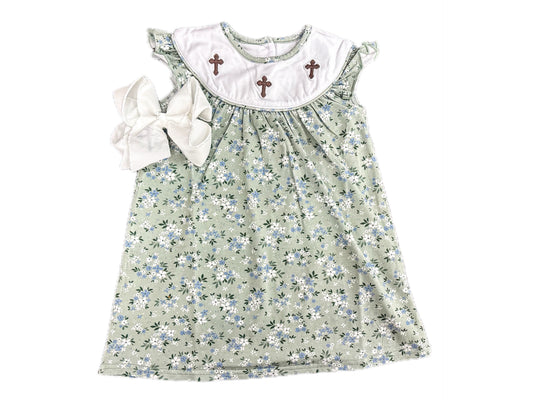 Sage Floral Cross Dress